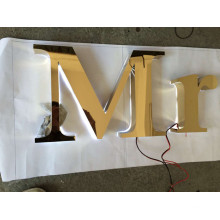 Fabricated Mirror Stainless Steel Electroplate Golden LED Letters